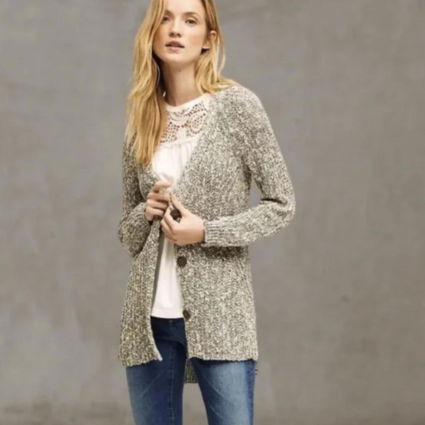 Angel Of The North From Anthropologie Gray Linen Button Cardigan - Size - Xl